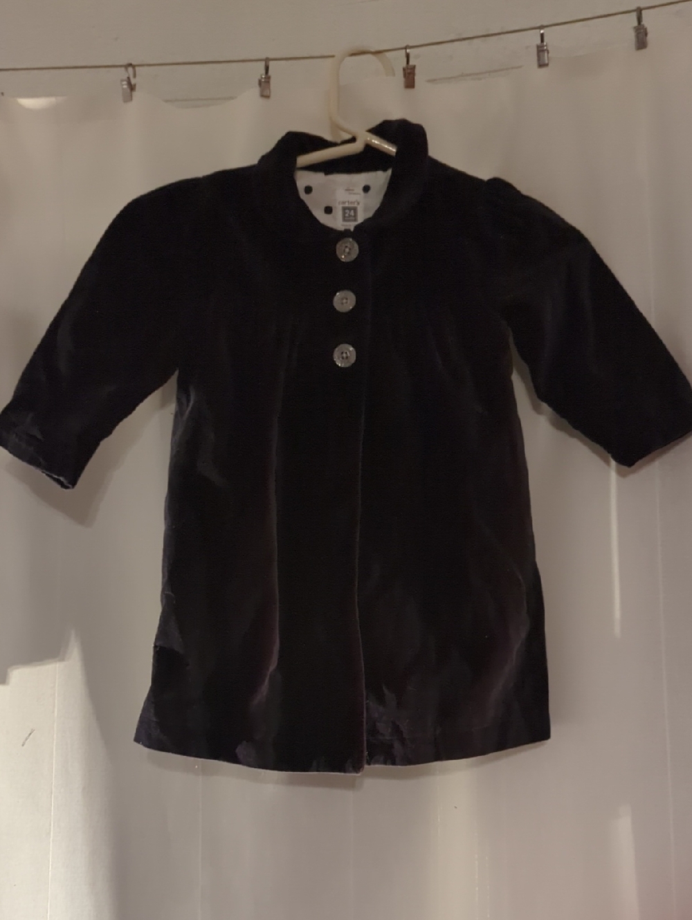Carter's Black Velvet Button-Up Girls Pea Coat